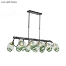 DecorBites™ Modern Dimpled Glass Wine Cup Island Light with 6/8/10-Head Black Suspended Fixture – Blue/Green Ombre