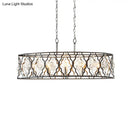 DecorBites™ Modern Drum Frame Island Pendant Light | Black Metal with Crystal Block Accent | 8 Bulbs Suspension Lamp