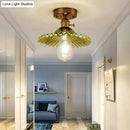 DecorBites™ Modern Floral Glass Ceiling Light - Elegant Single-Bulb Foyer Flush Fixture