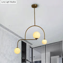 DecorBites™ Modern Global Bedroom Chandelier - White/Yellow Frosted Glass, LED Hanging Light Kit - 3 Bulbs