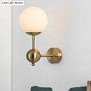 DecorBites™ Modern Globe Wall Sconce Light in Brass with White Glass - Bathroom Lighting Fixture