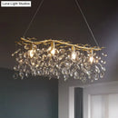 DecorBites™ Modern Gold Branching Island Hanging Lamp with Crystal Droplets - 4-Bulb Metallic Pendant Light