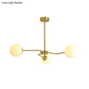DecorBites™ Modern Gold Ceiling Light with White Glass Shade - 3 Bulbs Semi Flush Mounted for Bedroom