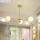 DecorBites™ Modern Gold Ceiling Light with White Glass Shade - 3 Bulbs Semi Flush Mounted for Bedroom