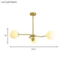 DecorBites™ Modern Gold Ceiling Light with White Glass Shade - 3 Bulbs Semi Flush Mounted for Bedroom