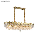 DecorBites™ Modern Gold Finish Crystal Chandelier - 10 Bulbs Oval Island Ceiling Light Fixture