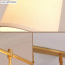 DecorBites™ Modern Gold Island Chandelier Light - Fabric Empire Shade Suspension Lighting with 3 Bulbs