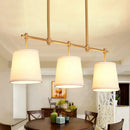 DecorBites™ Modern Gold Island Chandelier Light - Fabric Empire Shade Suspension Lighting with 3 Bulbs