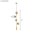 DecorBites™ Modern Gold Linear Chandelier with Smoke Gray Glass Shades - 4-Light Metal Hanging Fixture