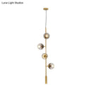 DecorBites™ Modern Gold Linear Chandelier with Smoke Gray Glass Shades - 4-Light Metal Hanging Fixture