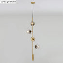 DecorBites™ Modern Gold Linear Chandelier with Smoke Gray Glass Shades - 4-Light Metal Hanging Fixture