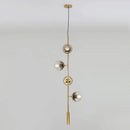 DecorBites™ Modern Gold Linear Chandelier with Smoke Gray Glass Shades - 4-Light Metal Hanging Fixture