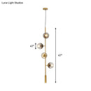 DecorBites™ Modern Gold Linear Chandelier with Smoke Gray Glass Shades - 4-Light Metal Hanging Fixture