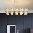 DecorBites™ Modern Golden Cylindrical Crystal Pendant Light with 10/20 Island Lights for Dining Tables
