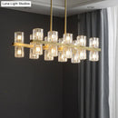 DecorBites™ Modern Golden Cylindrical Crystal Pendant Light with 10/20 Island Lights for Dining Tables