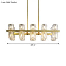 DecorBites™ Modern Golden Cylindrical Crystal Pendant Light with 10/20 Island Lights for Dining Tables