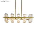 DecorBites™ Modern Golden Cylindrical Crystal Pendant Light with 10/20 Island Lights for Dining Tables