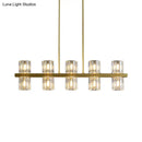 DecorBites™ Modern Golden Cylindrical Crystal Pendant Light with 10/20 Island Lights for Dining Tables