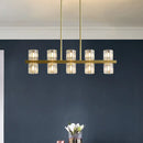 DecorBites™ Modern Golden Cylindrical Crystal Pendant Light with 10/20 Island Lights for Dining Tables