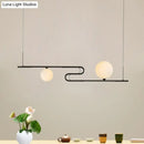 DecorBites™ Modern Hanging Chandelier with Milky Glass and Folding Line Design in Black for Dining Hall Island - Simplicity Modo
