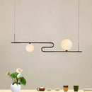 DecorBites™ Modern Hanging Chandelier with Milky Glass and Folding Line Design in Black for Dining Hall Island - Simplicity Modo