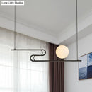 DecorBites™ Modern Hanging Chandelier with Milky Glass and Folding Line Design in Black for Dining Hall Island - Simplicity Modo