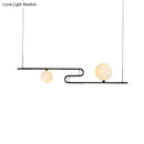 DecorBites™ Modern Hanging Chandelier with Milky Glass and Folding Line Design in Black for Dining Hall Island - Simplicity Modo