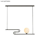 DecorBites™ Modern Hanging Chandelier with Milky Glass and Folding Line Design in Black for Dining Hall Island - Simplicity Modo