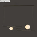 DecorBites™ Modern Hanging Chandelier with Milky Glass and Folding Line Design in Black for Dining Hall Island - Simplicity Modo
