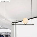 DecorBites™ Modern Hanging Chandelier with Milky Glass and Folding Line Design in Black for Dining Hall Island - Simplicity Modo