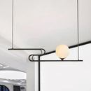 DecorBites™ Modern Hanging Chandelier with Milky Glass and Folding Line Design in Black for Dining Hall Island - Simplicity Modo