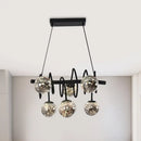 DecorBites™ Modern Island Pendant Light with Smoke Gray Orb Glass Shade - Black Metal, LED Bulbs - Ideal for Dining Room