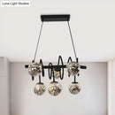 DecorBites™ Modern Island Pendant Light with Smoke Gray Orb Glass Shade - Black Metal, LED Bulbs - Ideal for Dining Room