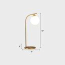 Modern brass and white glass bend metallic nightstand lamp bedroom