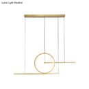 DecorBites™ Modern LED Restaurant Island Lamp in Black/Gold with Circle & Linear Metal Shade - Warm/White Light
