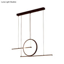 DecorBites™ Modern LED Restaurant Island Lamp in Black/Gold with Circle & Linear Metal Shade - Warm/White Light
