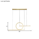 DecorBites™ Modern LED Restaurant Island Lamp in Black/Gold with Circle & Linear Metal Shade - Warm/White Light