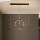 DecorBites™ Modern LED Restaurant Island Lamp in Black/Gold with Circle & Linear Metal Shade - Warm/White Light