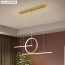DecorBites™ Modern LED Restaurant Island Lamp in Black/Gold with Circle & Linear Metal Shade - Warm/White Light