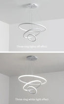 DecorBites™ Modern LED Ring Pendant Chandelier - Black