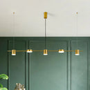 DecorBites™ Modern Linear Metallic Chandelier Light - 3/5 Heads Black/Gold Hanging Lamp with Rotatable Shade - Warm/White Light