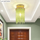DecorBites™ Modern Metal Chain Semi Flush Mount Lamp - 1 Light Ceiling Fixture for Living Room in Gold/Chrome/Blue
