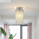 DecorBites™ Modern Metal Chain Semi Flush Mount Lamp - 1 Light Ceiling Fixture for Living Room in Gold/Chrome/Blue