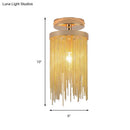 DecorBites™ Modern Metal Chain Semi Flush Mount Lamp - 1 Light Ceiling Fixture for Living Room in Gold/Chrome/Blue