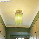 DecorBites™ Modern Metal Chain Semi Flush Mount Lamp - 1 Light Ceiling Fixture for Living Room in Gold/Chrome/Blue