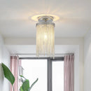DecorBites™ Modern Metal Chain Semi Flush Mount Lamp - 1 Light Ceiling Fixture for Living Room in Gold/Chrome/Blue