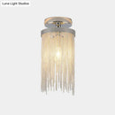 DecorBites™ Modern Metal Chain Semi Flush Mount Lamp - 1 Light Ceiling Fixture for Living Room in Gold/Chrome/Blue