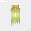 DecorBites™ Modern Metal Chain Semi Flush Mount Lamp - 1 Light Ceiling Fixture for Living Room in Gold/Chrome/Blue