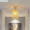 DecorBites™ Modern Metal Chain Semi Flush Mount Lamp - 1 Light Ceiling Fixture for Living Room in Gold/Chrome/Blue