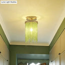 DecorBites™ Modern Metal Chain Semi Flush Mount Lamp - 1 Light Ceiling Fixture for Living Room in Gold/Chrome/Blue
